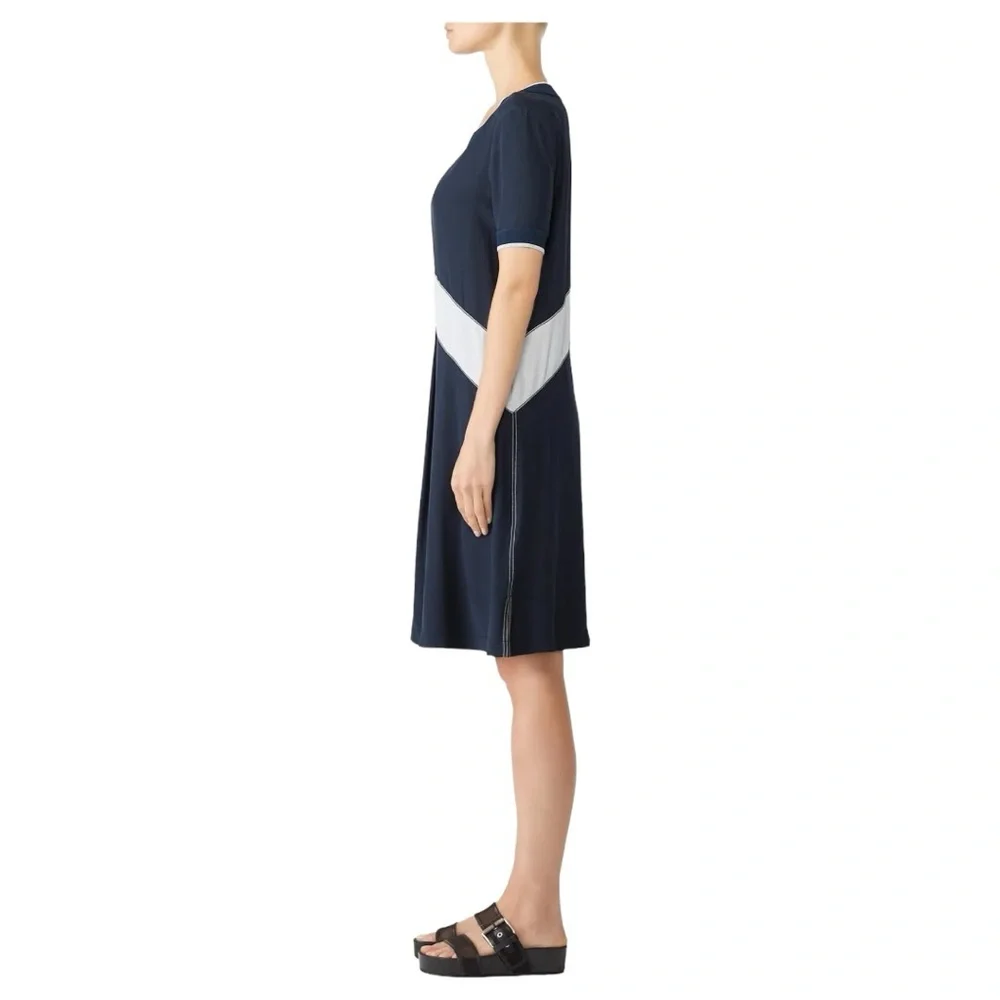 Rag & Bone Navy Blue 100% Silk Chevron Dress - Size Small - Picture 3 of 15